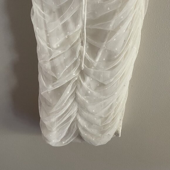 Princess Polly Women 2 White Mesh Polka Dot Ruched Lace Up Ayesha Mini Dress - Picture 5 of 12